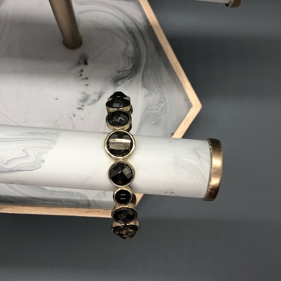 Gold & Hematite Bangle Bracelet - Picture 2 of 2